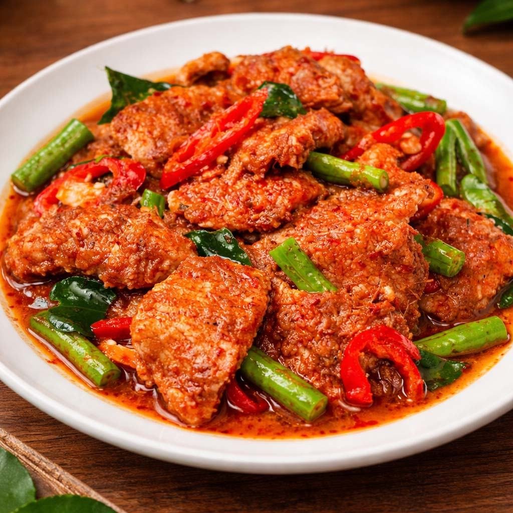 ไก่ผัดพริกแกง