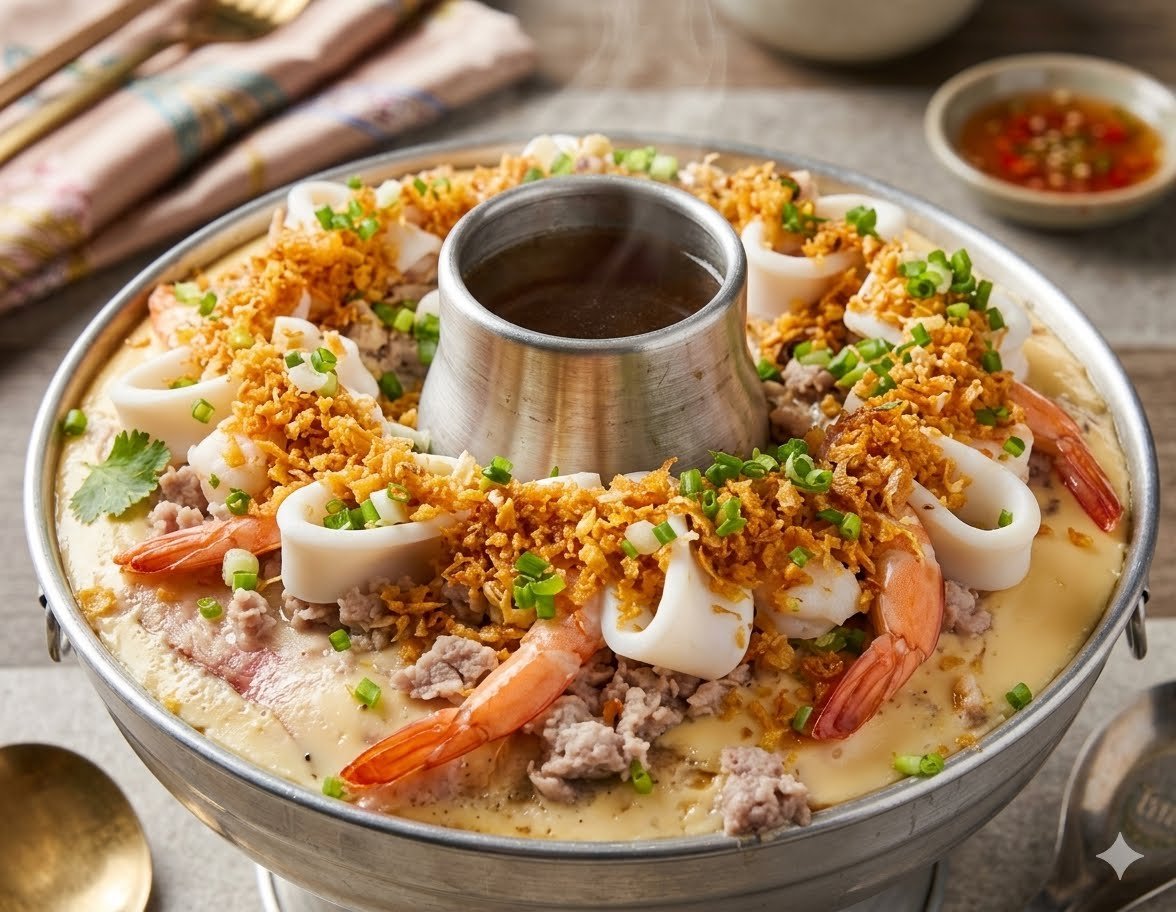 ไข่ตุ๋นรวมทะเลหมูสับ